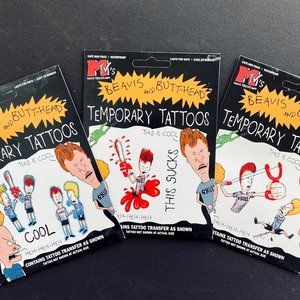 3 pc 1993 MTV’s Beavis & Butt-Head Temporary Tattoos New Unopened at the best on